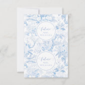 Blauw Wit Chinoiserie Vrijgezellenfeest Plaatskaar Kaart (Achterkant)