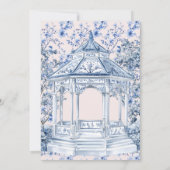 Blauw-wit Chinoiserie Vrijgezellenfeest Tea Party Kaart (Achterkant)