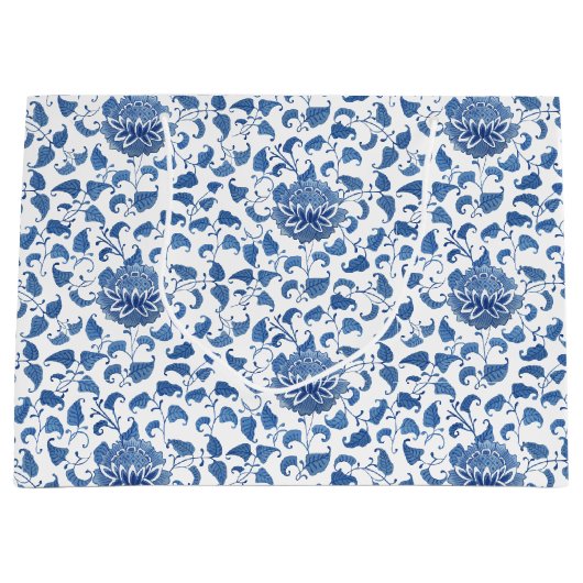 Blauw-wit Chinoiserie Waterverf Groot Cadeauzakje (Voorkant)