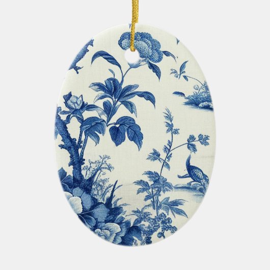 Blauw & Wit Chinoiseries Keramisch Ornament (Voorkant)