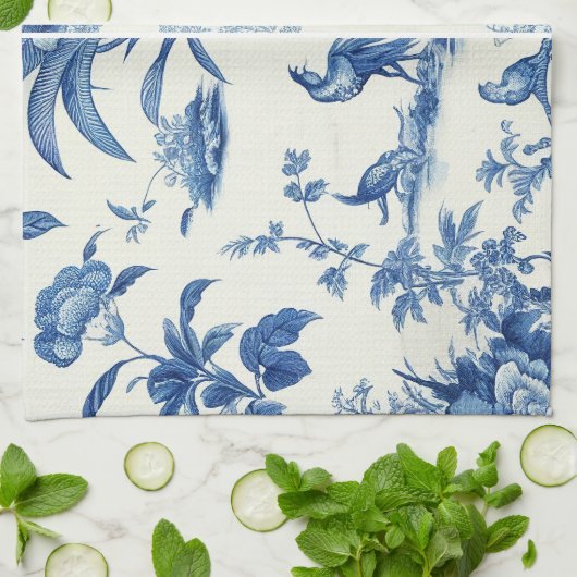 Blauw & Wit Chinoiseries Theedoek (Gevouwen)