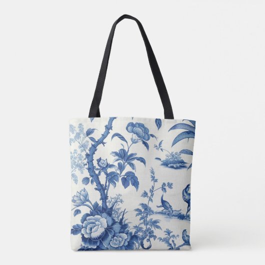 Blauw & Wit Chinoiseries Tote Bag (Achterkant)