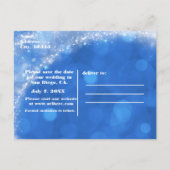 Blauw & Wit Cinderella Koets Trouwdatum Kaart (Achterkant)