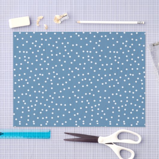 Blauw & Wit Confetti Sneeuw Stippen Tissuepapier (Craft)