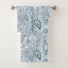 blauw wit Country paisley patroon betegeld Bad Handdoek