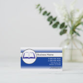 Blauw wit custom open boek visitekaartjes (Staand voorkant)
