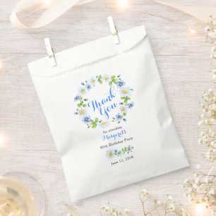 Blauw Wit Daisy Bloemen 80ste Verjaardag Dank u Bedankzakje