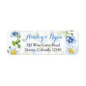 Blauw Wit Daisy Bloemen Bruiloft Adresetiketten Etiket (Voorkant)