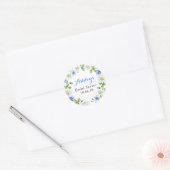 Blauw Wit Daisy Bloemen Vrijgezellenfeest Dank u Ronde Sticker (Envelop)