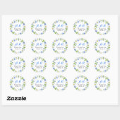 Blauw Wit Daisy Floral Wedding Dank u Ronde Sticker (Vel)