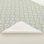 Blauw & Wit Daisy Tegel Print Sherpa Gooi Deken (3/4)