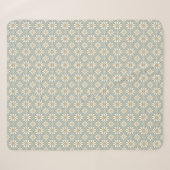 Blauw & Wit Daisy Tegel Print Sherpa Gooi Deken (Voorkant (horizontaal))