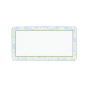 Blauw/Wit Damask Bruiloft Mailing Adres Etiket