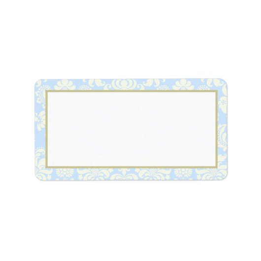 Blauw/Wit Damask Bruiloft Mailing Adres Etiket (Voorkant)