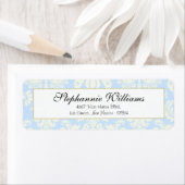 Blauw/Wit Damask Bruiloft Retouradres Label (Insitu)