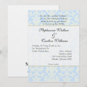 Blauw/wit Damask bruiloft uitnodiging (Voorkant / Achterkant)