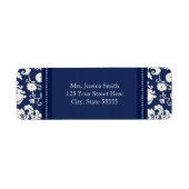 Blauw wit Damask Custom Return Adres Labels (Voorkant)