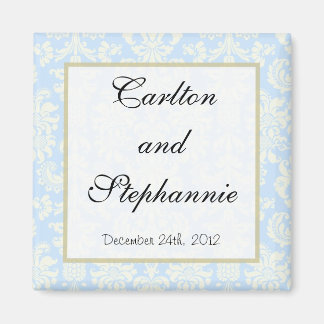 Blauw/Wit Damask Huwelijksmagneet Favor Magneet