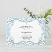 Blauw-wit Damaskcommunie Kaart (Staand voorkant)