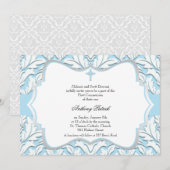 Blauw-wit Damaskcommunie Kaart (Voorkant / Achterkant)