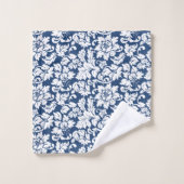 Blauw-wit damast bad handdoek (Wasdoekje)