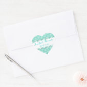 Blauw Wit Damast Hart Bruiloft Uitnodigingen Afdic Sticker (Envelop)