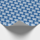 Blauw | Wit Damast inpakpapier (Hoek)