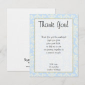 Blauw/Wit Damast Trouw Plat Bedankkaartje Kaart (Voorkant / Achterkant)
