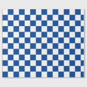 Blauw-wit dambord cadeaupapier (Vlak)