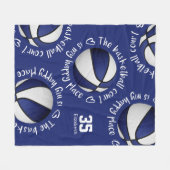 Blauw wit De basketbal rechtbank is mijn gelukkige Fleece Deken (Voorkant (Horizontaal))