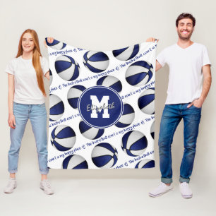Blauw wit De basketbal rechtbank is mijn gelukkige Fleece Deken
