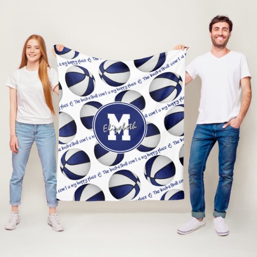 Blauw wit De basketbal rechtbank is mijn gelukkige Fleece Deken (In situ)