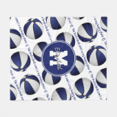 Blauw wit De basketbal rechtbank is mijn gelukkige Fleece Deken (Voorkant (Horizontaal))