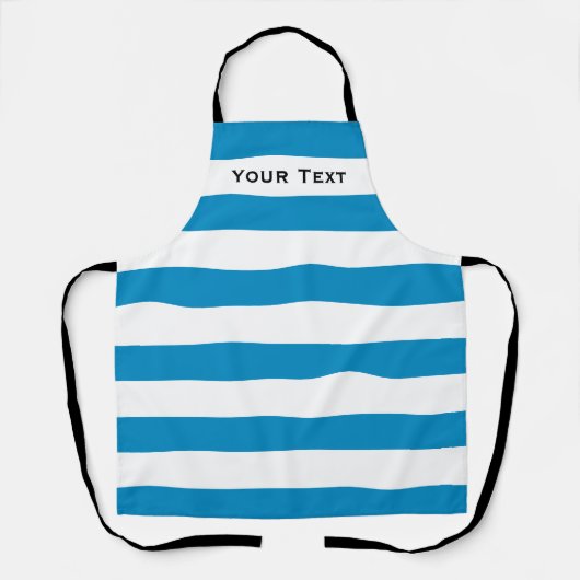 Blauw & Wit Deckchair Stripes gepersonaliseerd Schort (Voorkant)