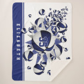 blauw wit decor basketbal sherpa deken (Voorkant)