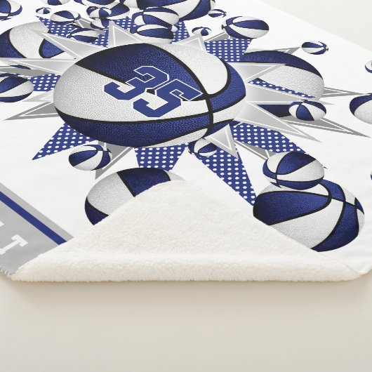 blauw wit decor basketbal sherpa deken (3/4)
