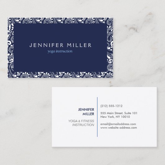 BLAUW-WIT DECORATIEVE RAND VISITEKAARTJE (Voorkant / Achterkant)