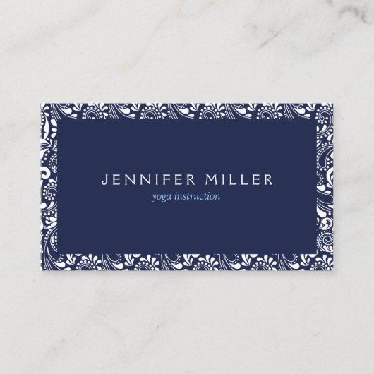 BLAUW-WIT DECORATIEVE RAND VISITEKAARTJE (Voorkant)