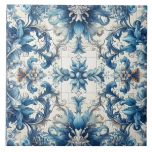 Blauw-wit decoratieve Tegel ontwerp Tegeltje