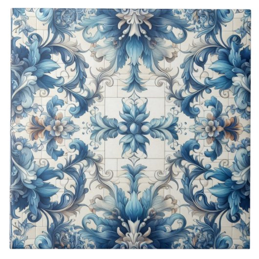 Blauw-wit decoratieve Tegel ontwerp Tegeltje (Voorkant)