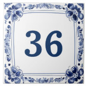 Blauw & Wit Delft Custom House Nummer Bord Sign Tegeltje (Voorkant)