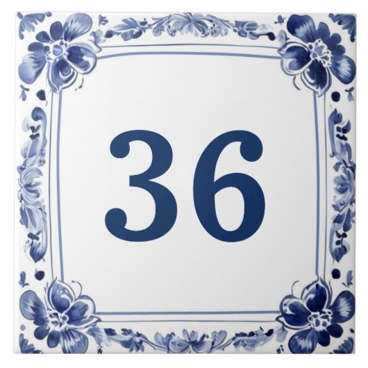 Blauw & Wit Delft Custom House Nummer Bord Sign Tegeltje (Voorkant)