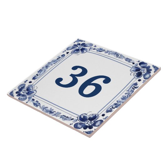Blauw & Wit Delft Custom House Nummer Bord Sign Tegeltje (Zijkant)