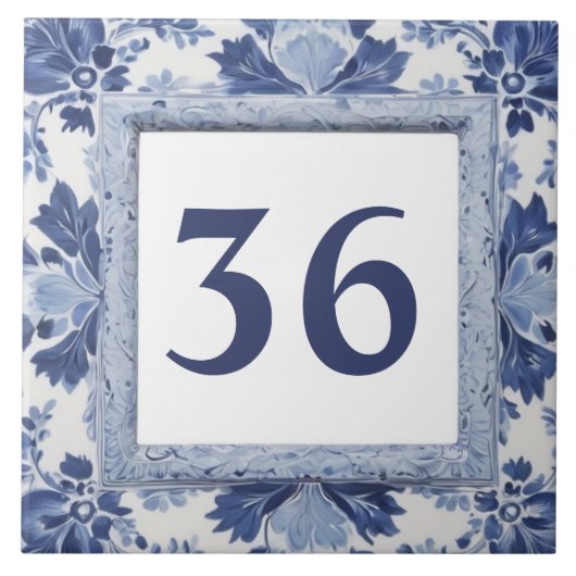 Blauw & Wit Delft Custom House Nummer Bord Sign Tegeltje (Voorkant)