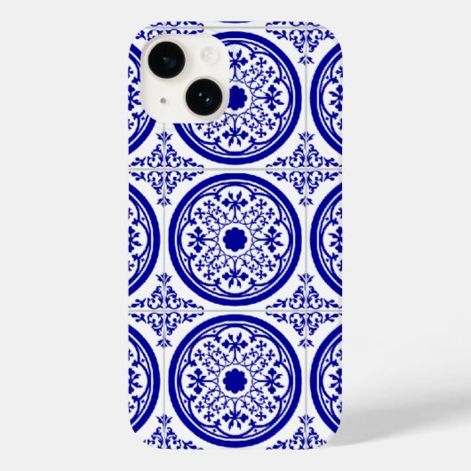 Blauw Wit Delft Geïnspireerd Faux Tegel iPhone Case-Mate iPhone Case (Achterkant)