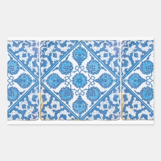 Blauw-wit Delft korenbloem Sticker (Voorkant)