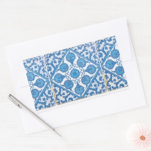 Blauw-wit Delft korenbloem Sticker (Envelop)