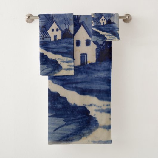  Blauw Wit Delft Windmolen Bad Handdoek (Insitu)
