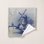  Blauw Wit Delft Windmolen Bad Handdoek (Wasdoekje)