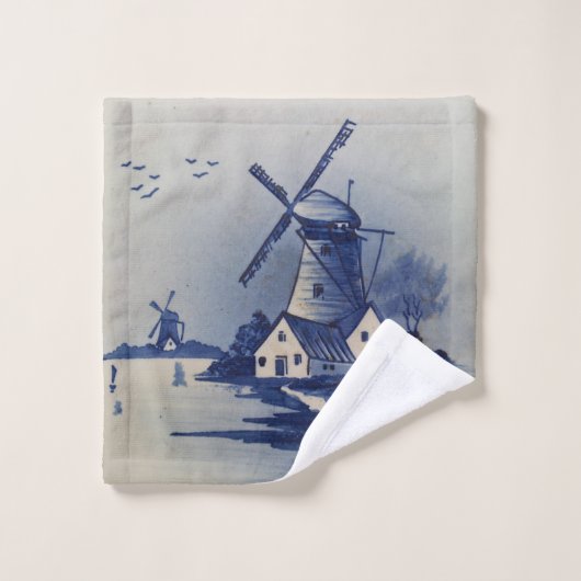  Blauw Wit Delft Windmolen Bad Handdoek (Wasdoekje)
